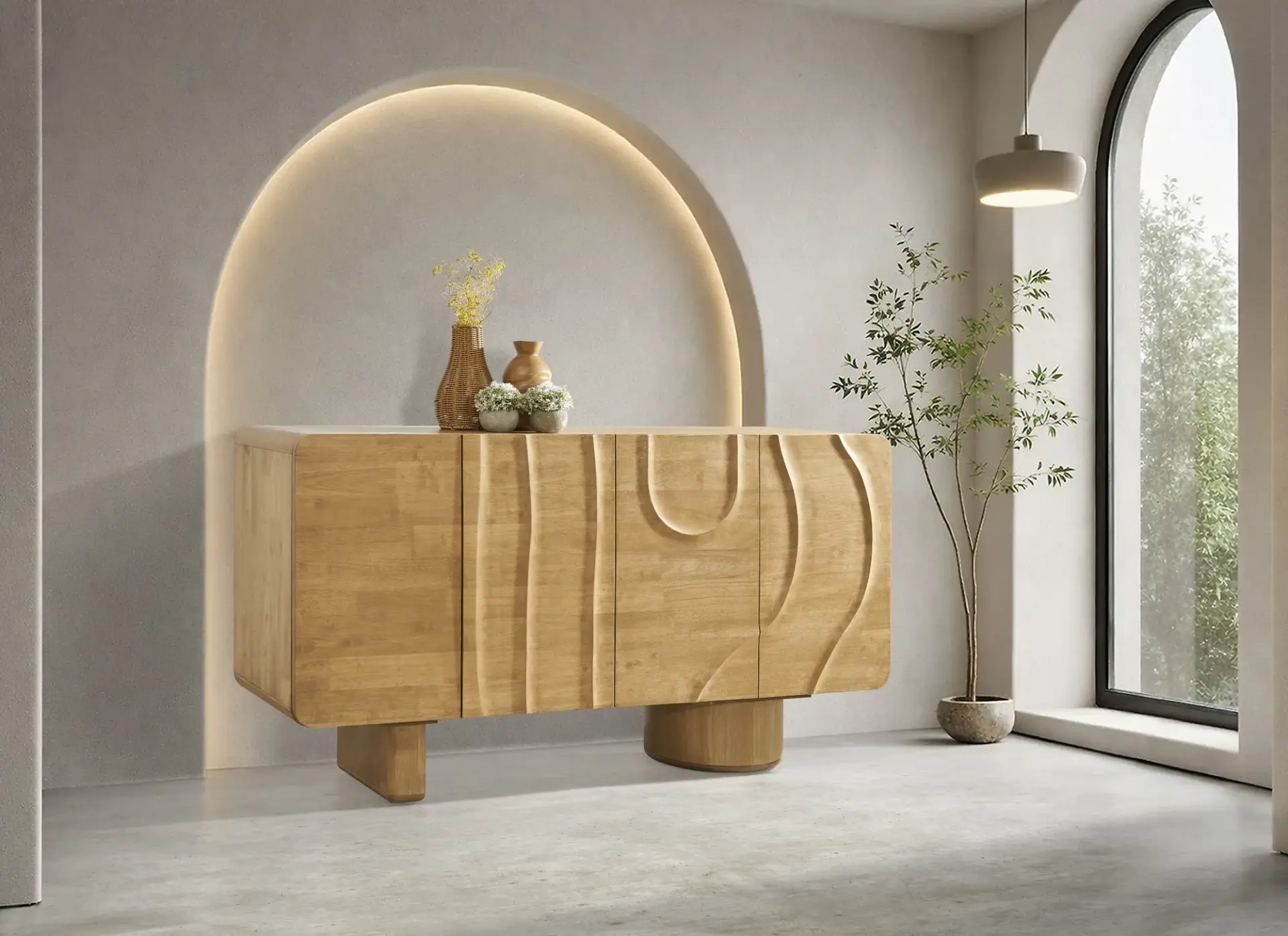 Carved oak sideboard