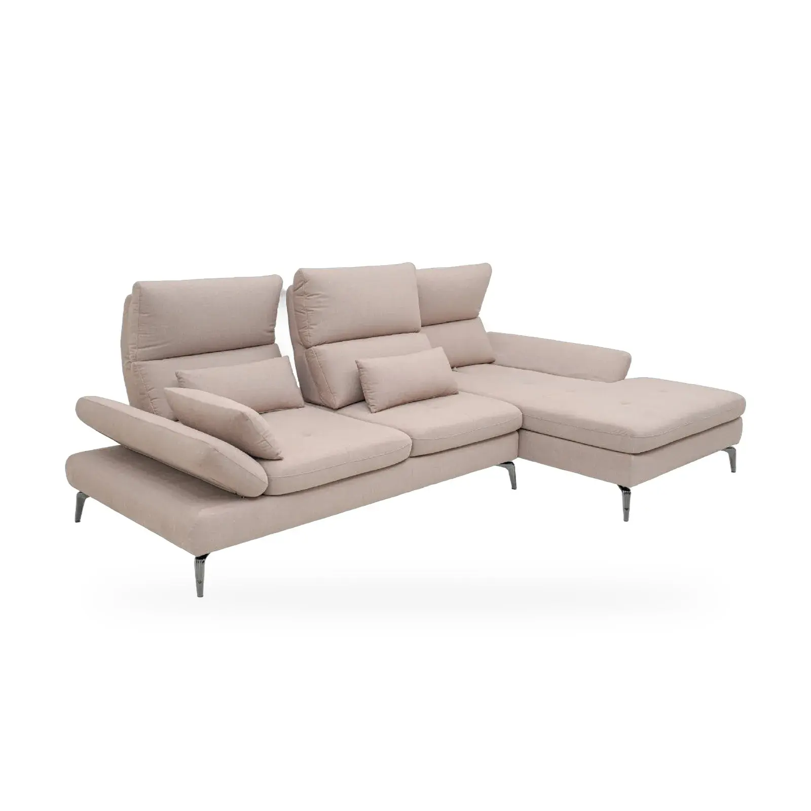 Fabric sofa with adjustable arms