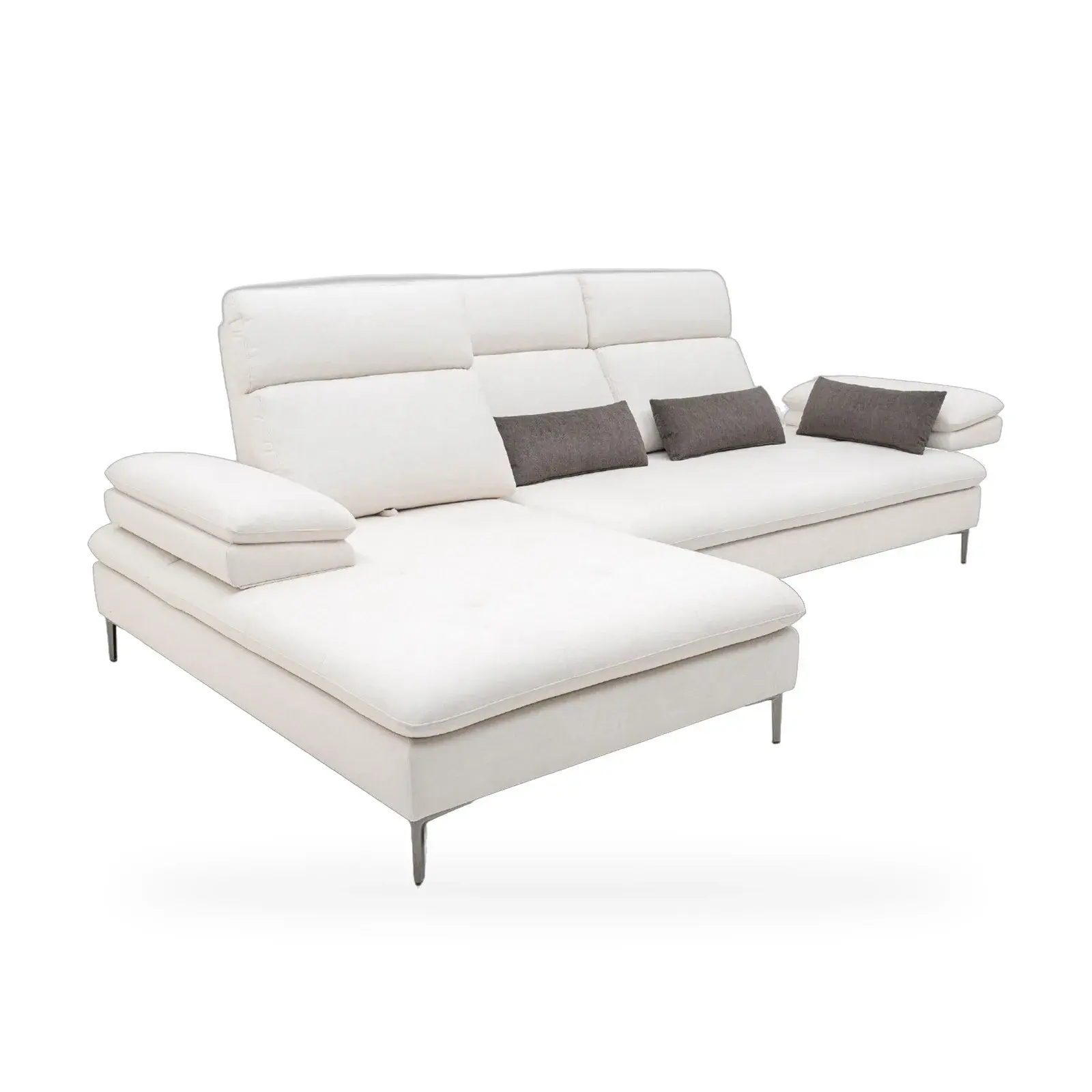 Fabric sofa with sliding arms