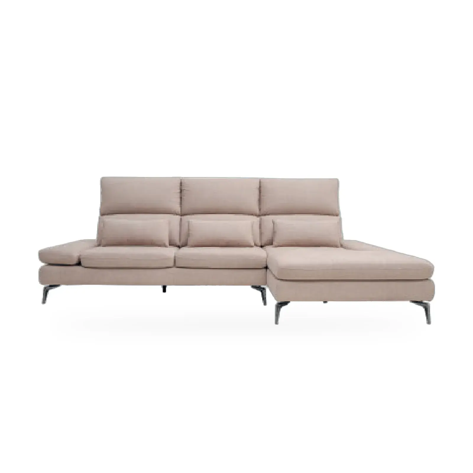 Fabric sofa with adjustable arms